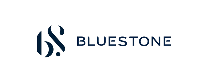 Bluestone company logo with stylized initials and text.