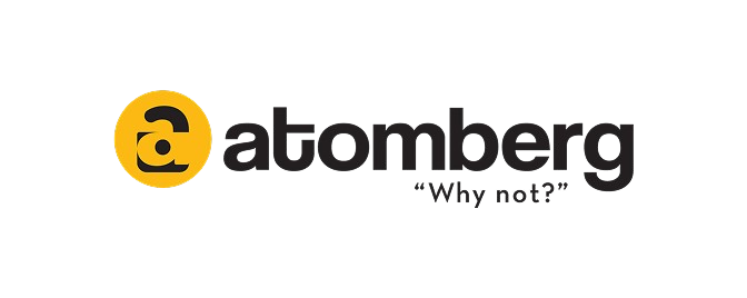 Atomberg brand logo with the tagline 'Why not?'
