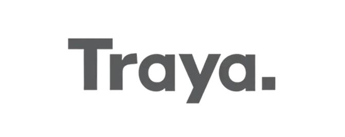 Traya logo text in bold lowercase letters with a period at the end.