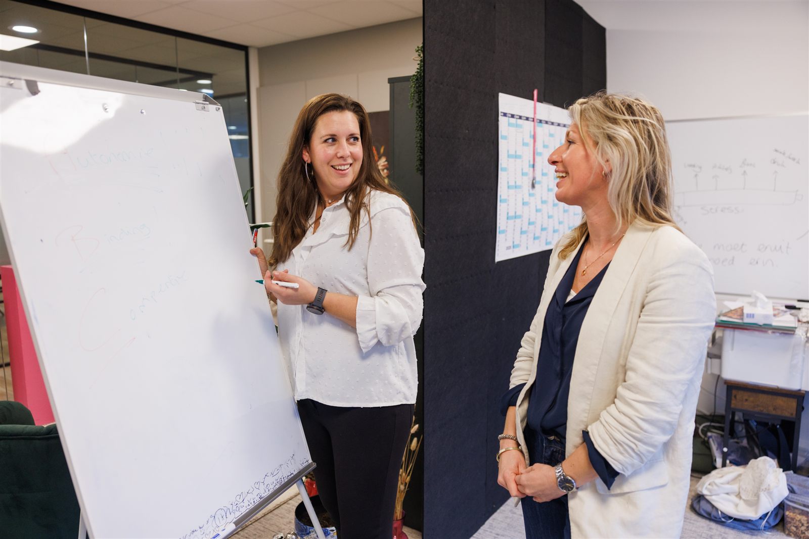 Marianne Linders en Daniëlle de Visser bij de flip-over