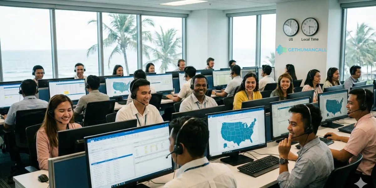 People working at customer service's office