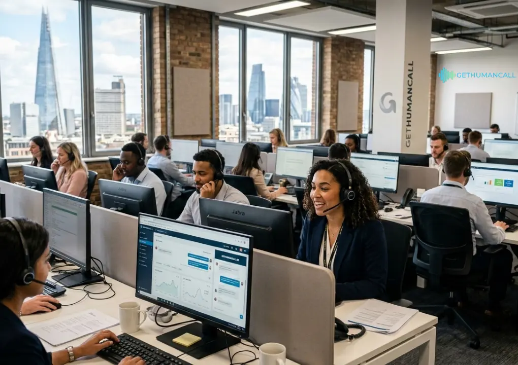 People in front of their PC, customer care at work