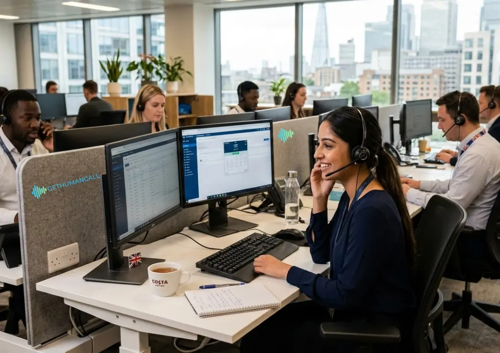 People working at a call center