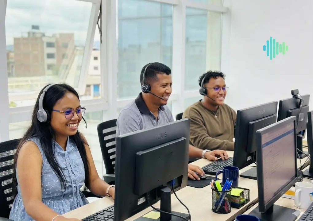 Three people at office, GetHumanCall's team