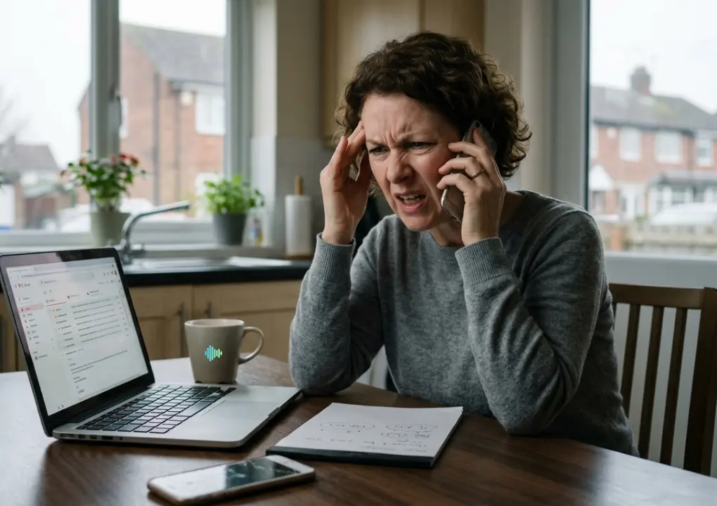 A woman (customer) feeling bad and mad