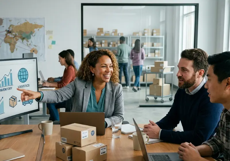 three people talking to each other about outsourced ecommerce solution provider