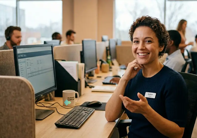 woman at work smiling