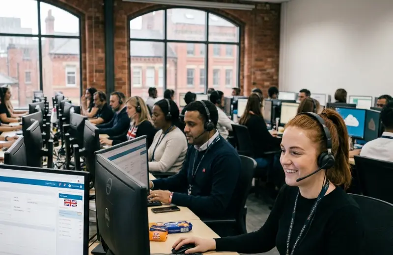 call center worker at work