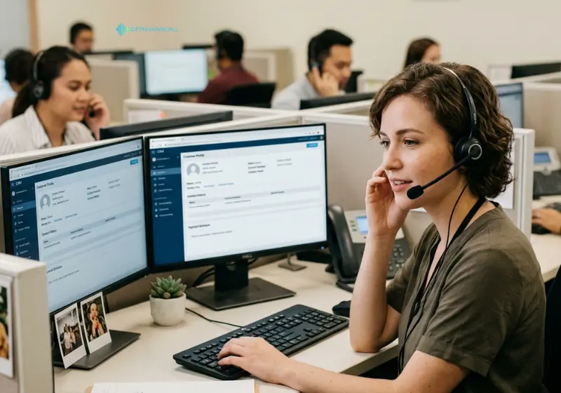 A woman customer service expert at work