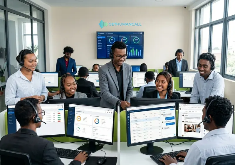 Customer support offshore team at work
