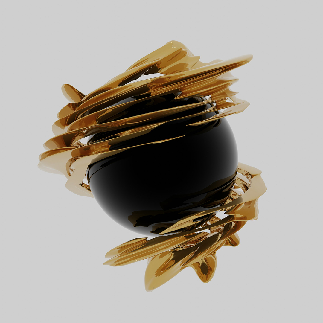 Abstract golden structure symbolising creativity, excellence, and award-winning employer branding by Turn Heads Global.