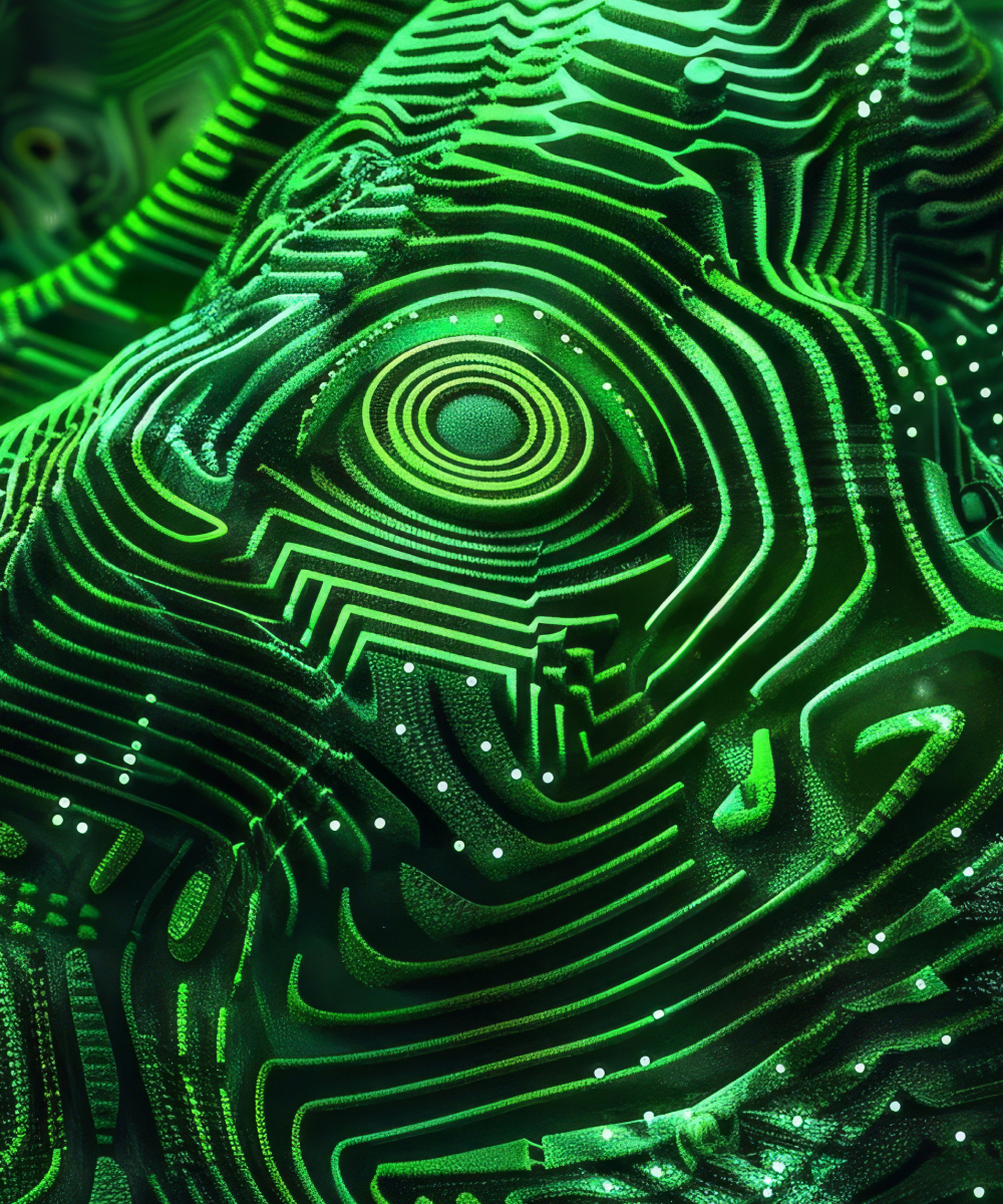 Green digital circuit pattern symbolising strategic intelligence and deep insight from Turn Heads Global consultation packages.