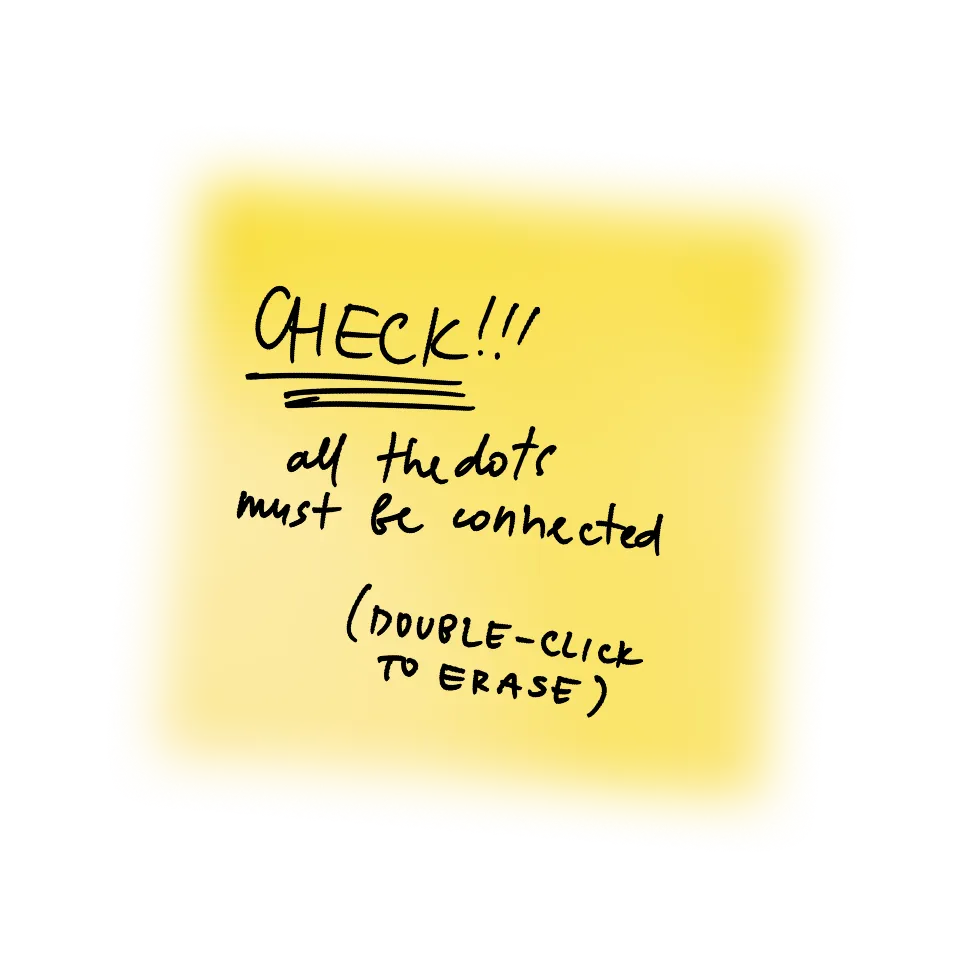 CHECK!!! All the dots must be connected (double-click to erase))