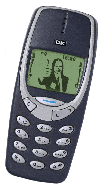 Nokia phone with Tommy's face on the screen