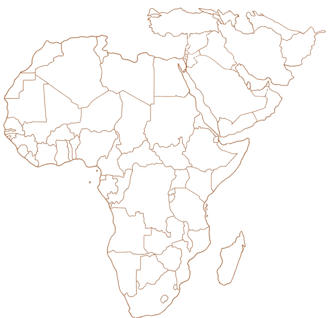 Africa map, a primary distribution area of Mweya Group