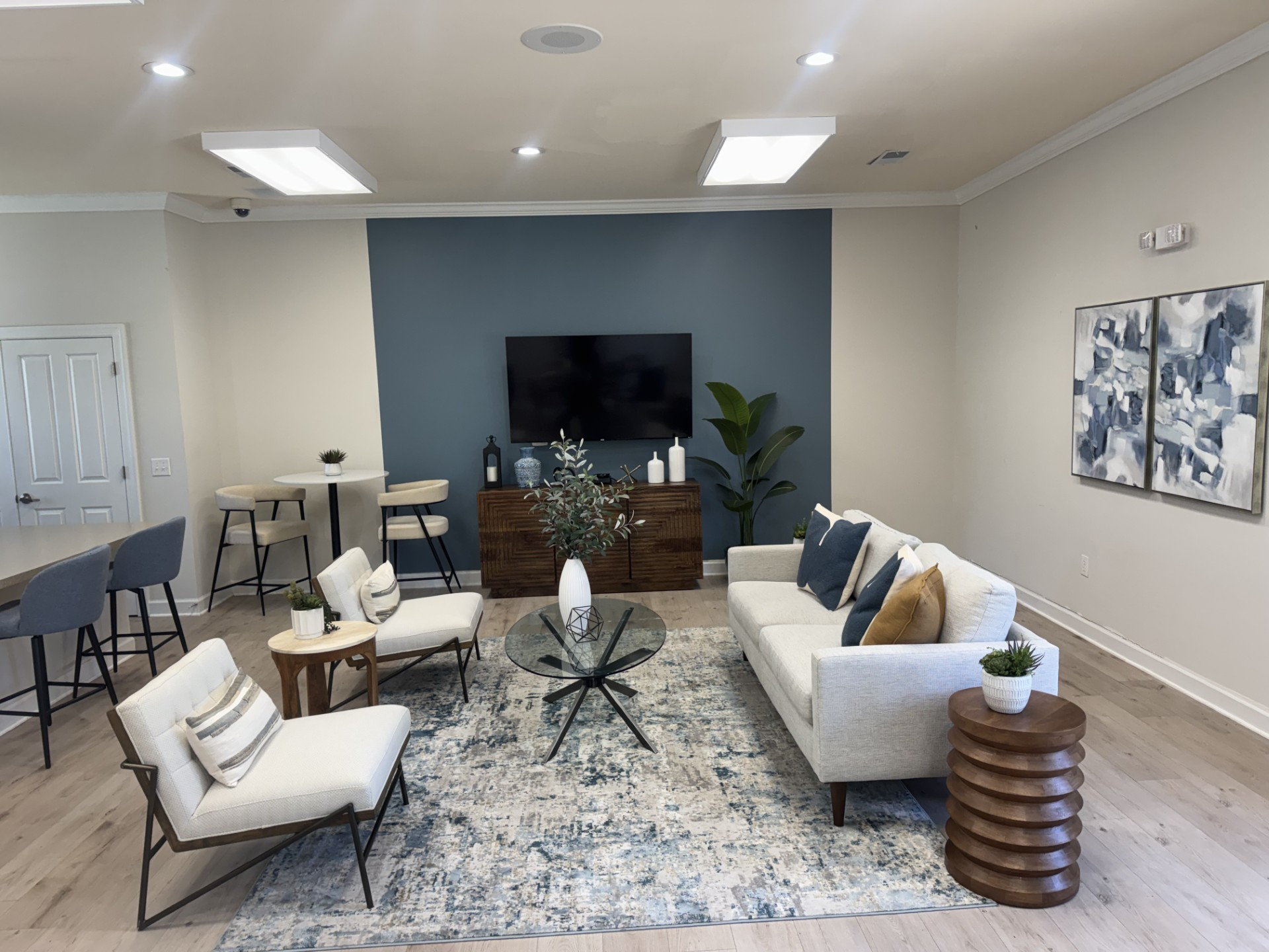 Clubhouse seating area with tv