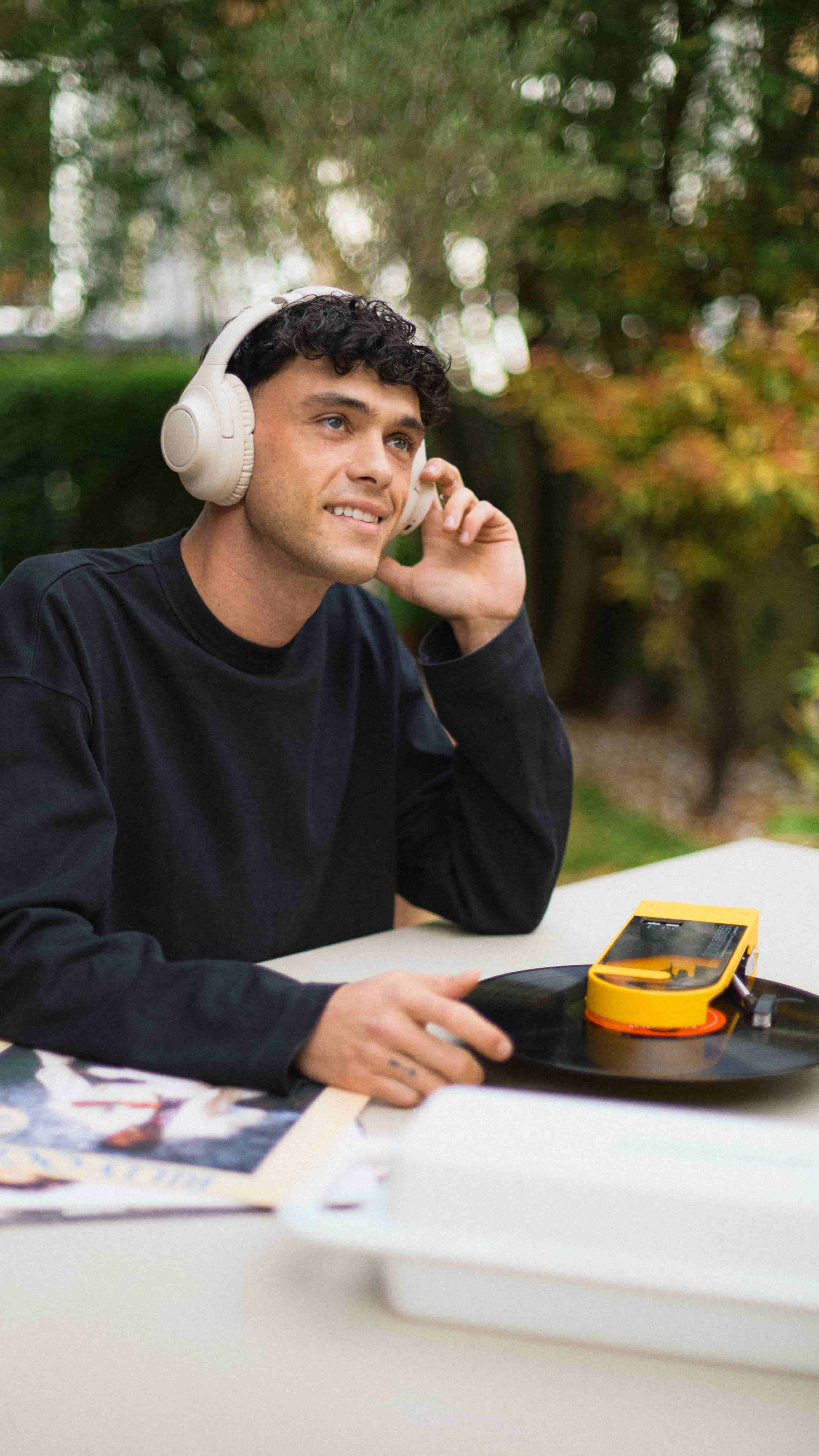 Photo of man wearing Audio Technica headphones by Noise Media Group for Social Media Marketing Campaign