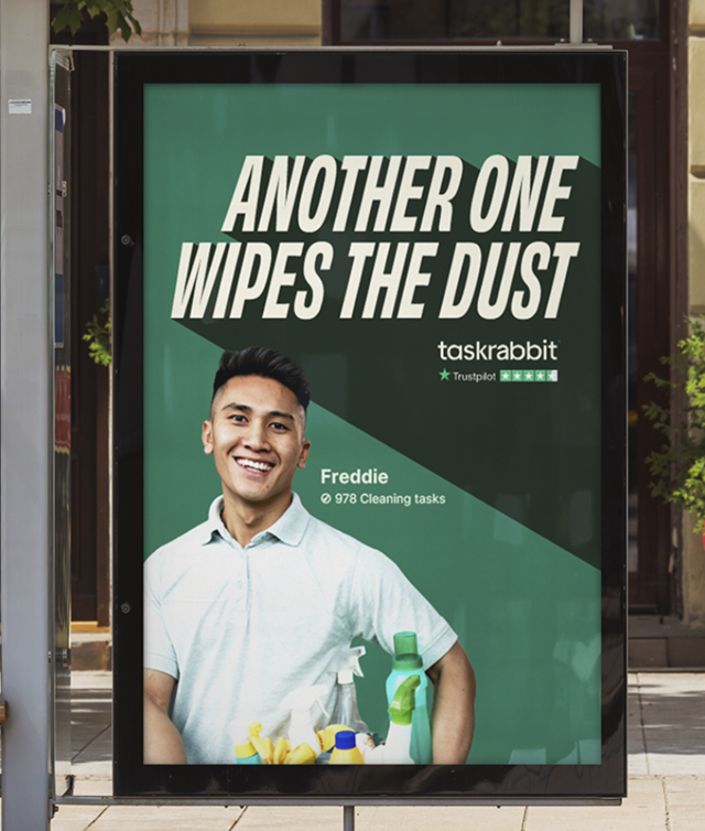 TaskRabbit viral catchy lyrics London out-of-home campaign tile