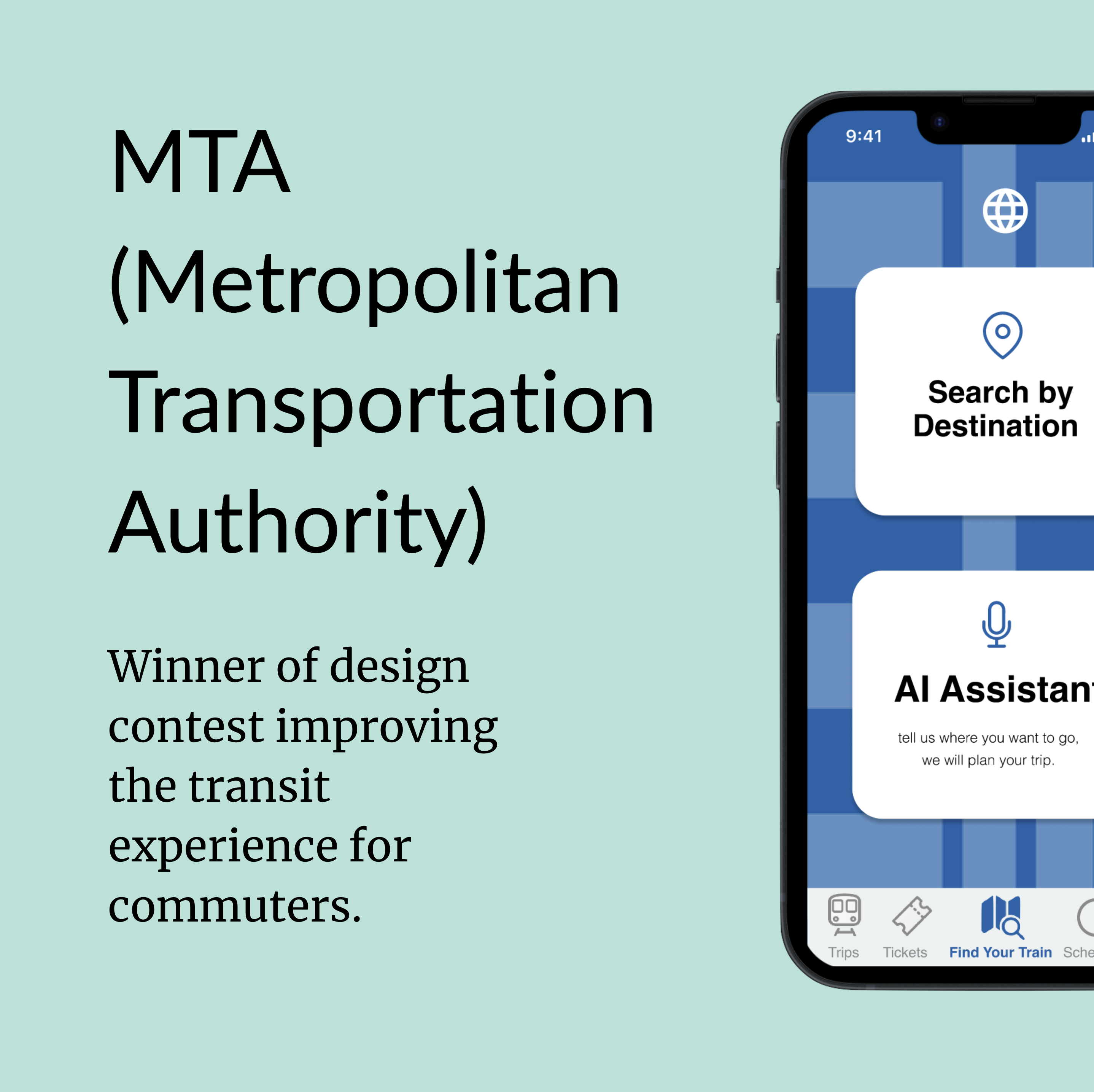 Winner of design content improving the transit experience for commuters. 