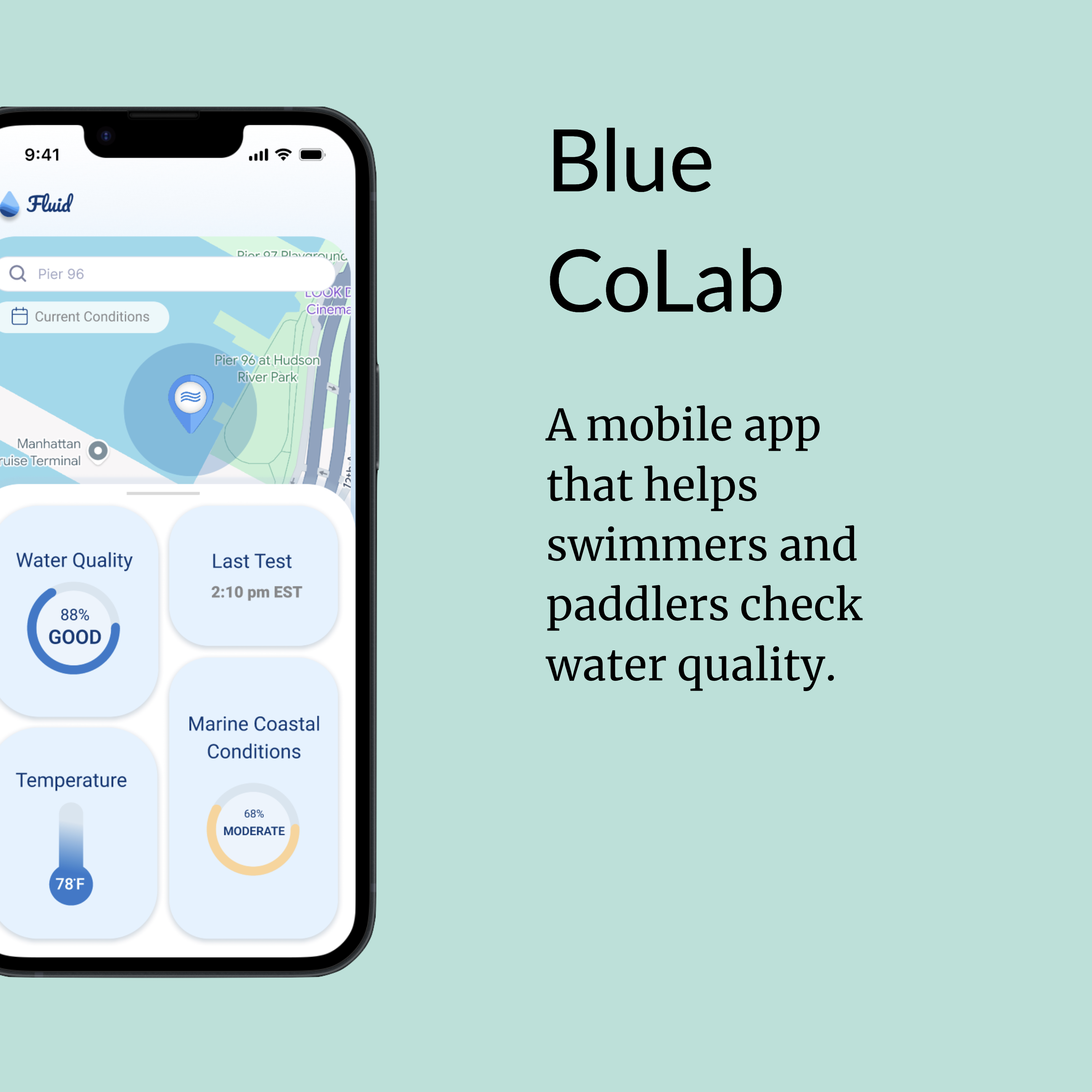 A mobile app that helps swimmers and paddlers check water quality.