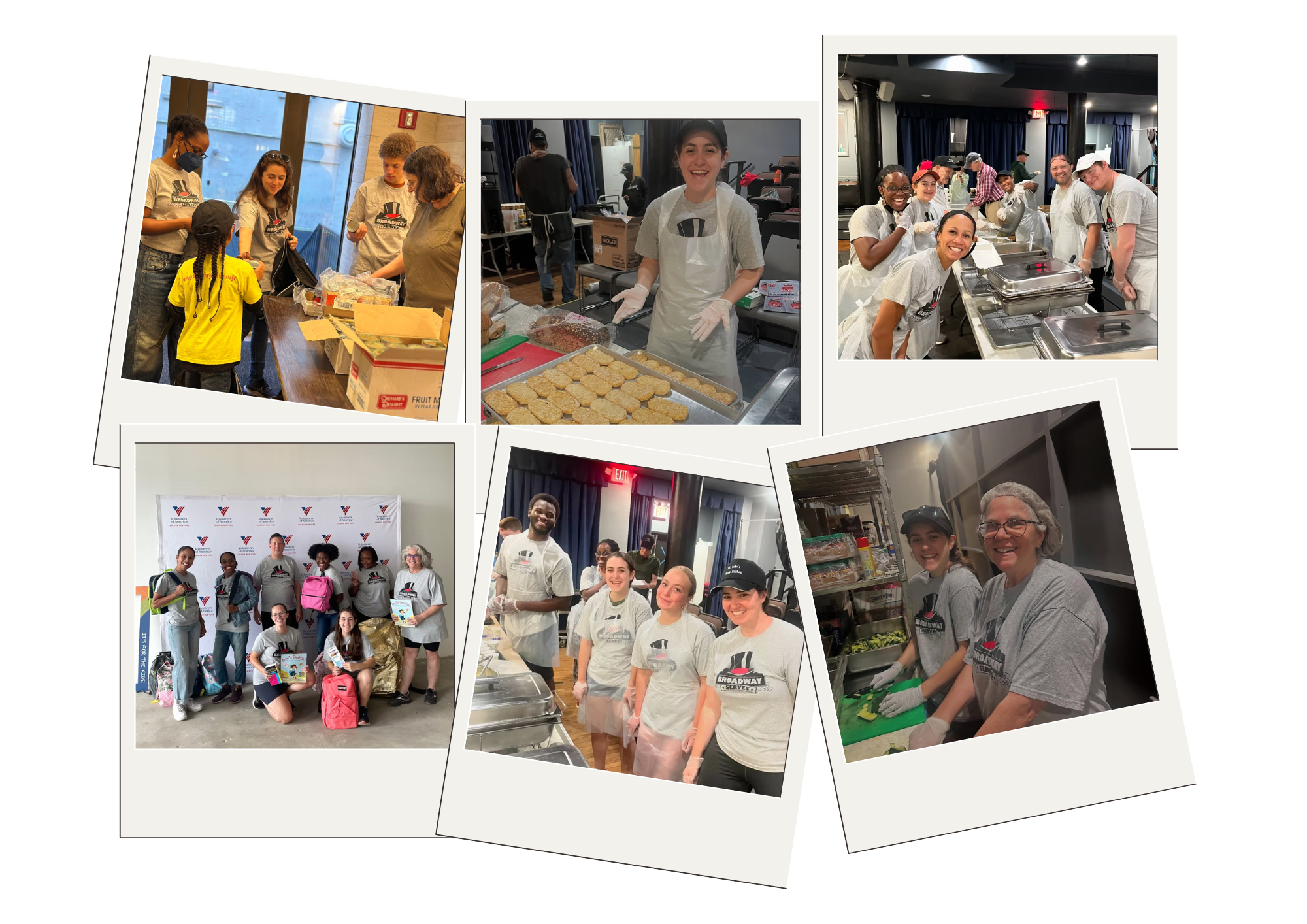 Sammy volunteering at a soup kitchen, school supplies drive, and more.