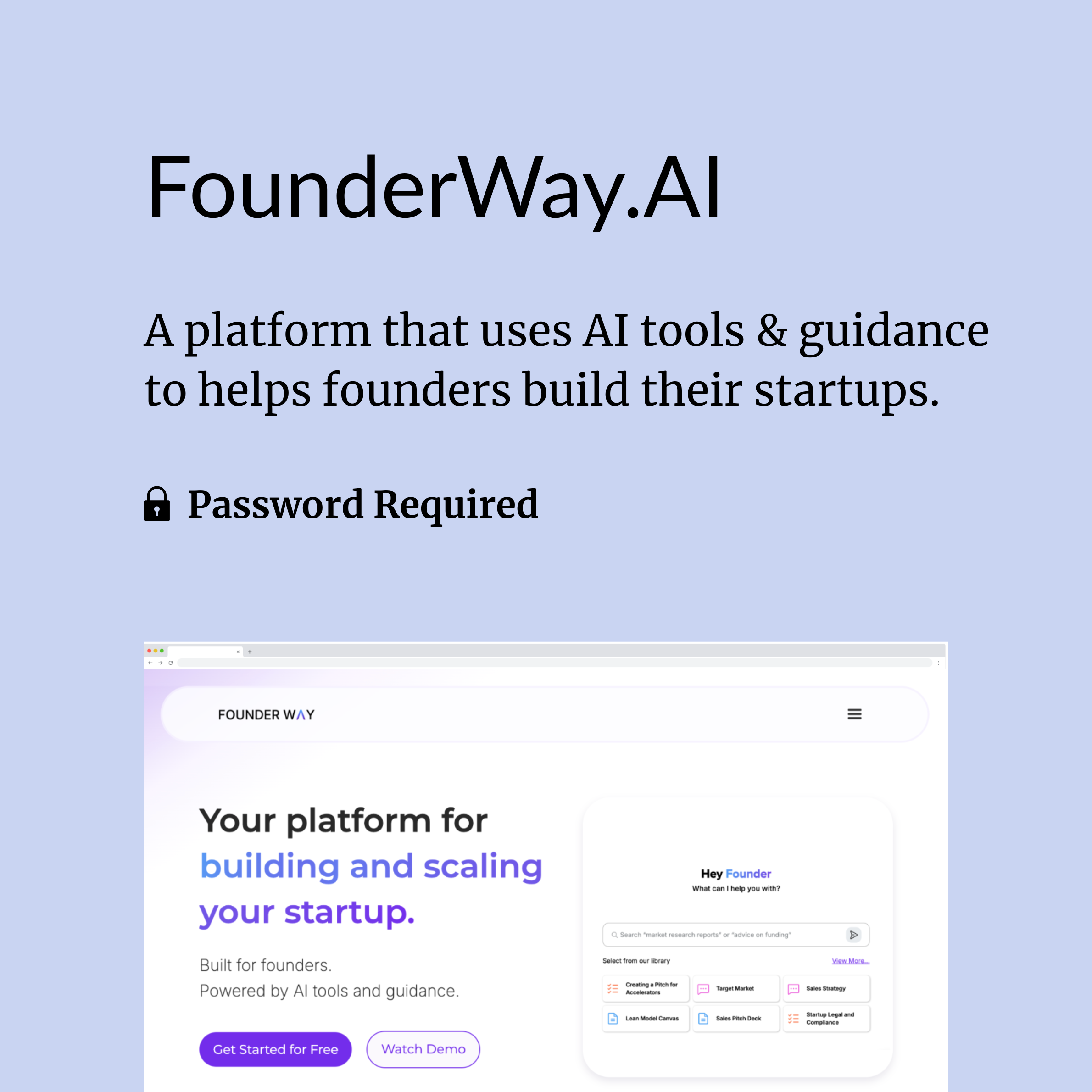 A platform that uses AI tools & guidance to help founders build their startups. Password Required to view this case study.
