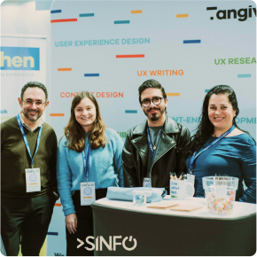 Four hyphen colleagues at an event