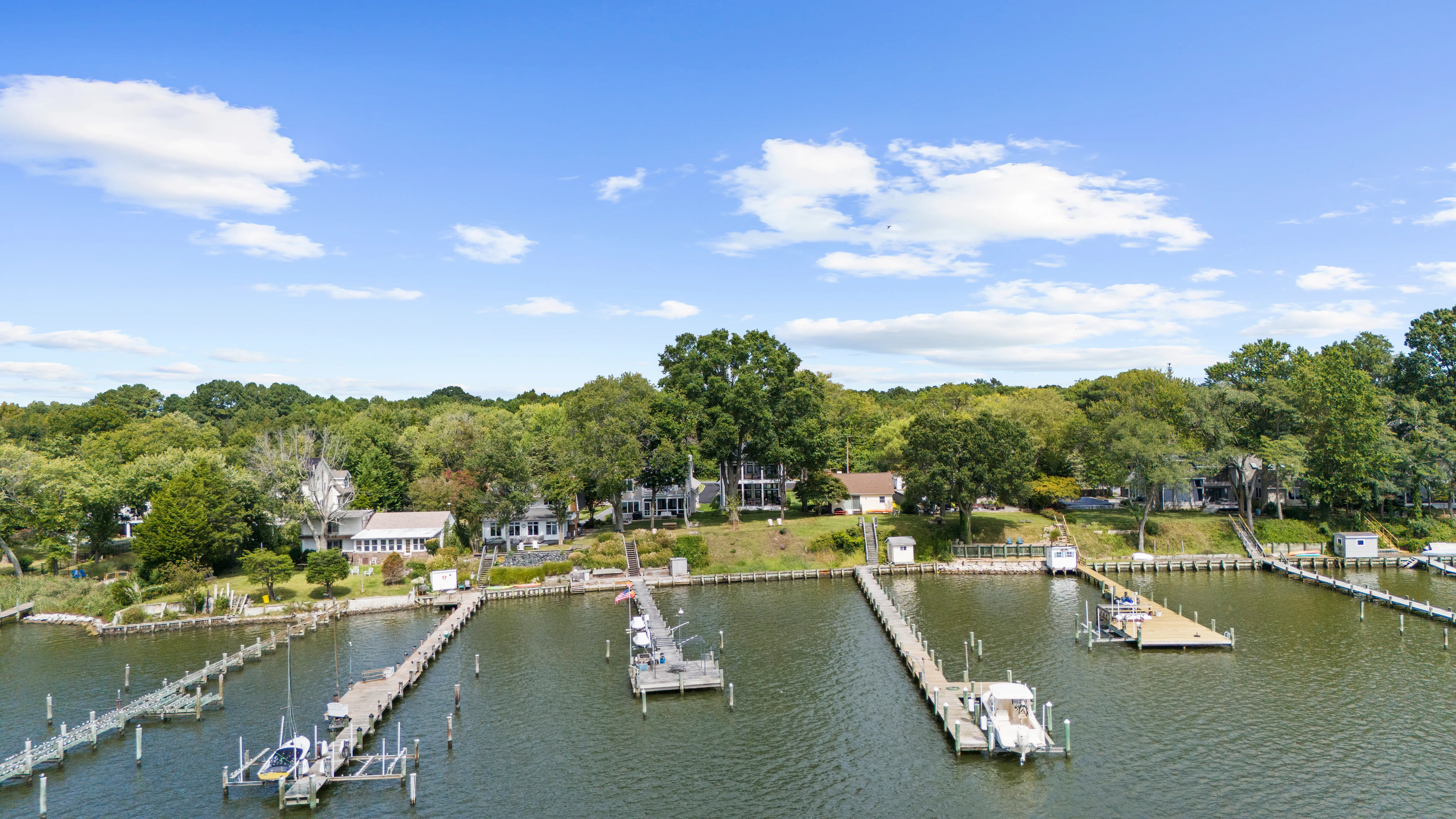 View of property from water of Cadle Creek - Rhode River completed home.