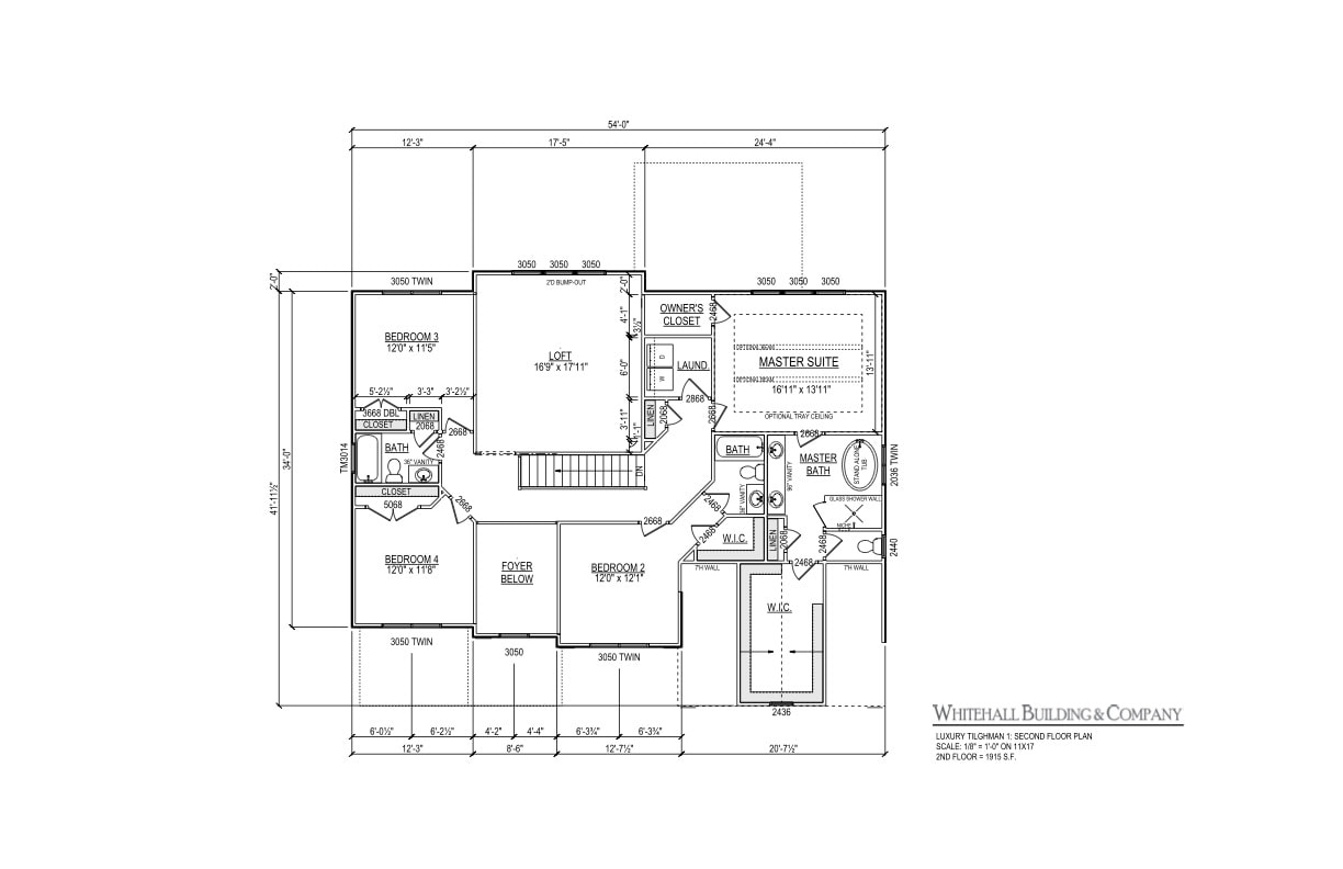 2nd Floor Plan for Luxury Tilghman I