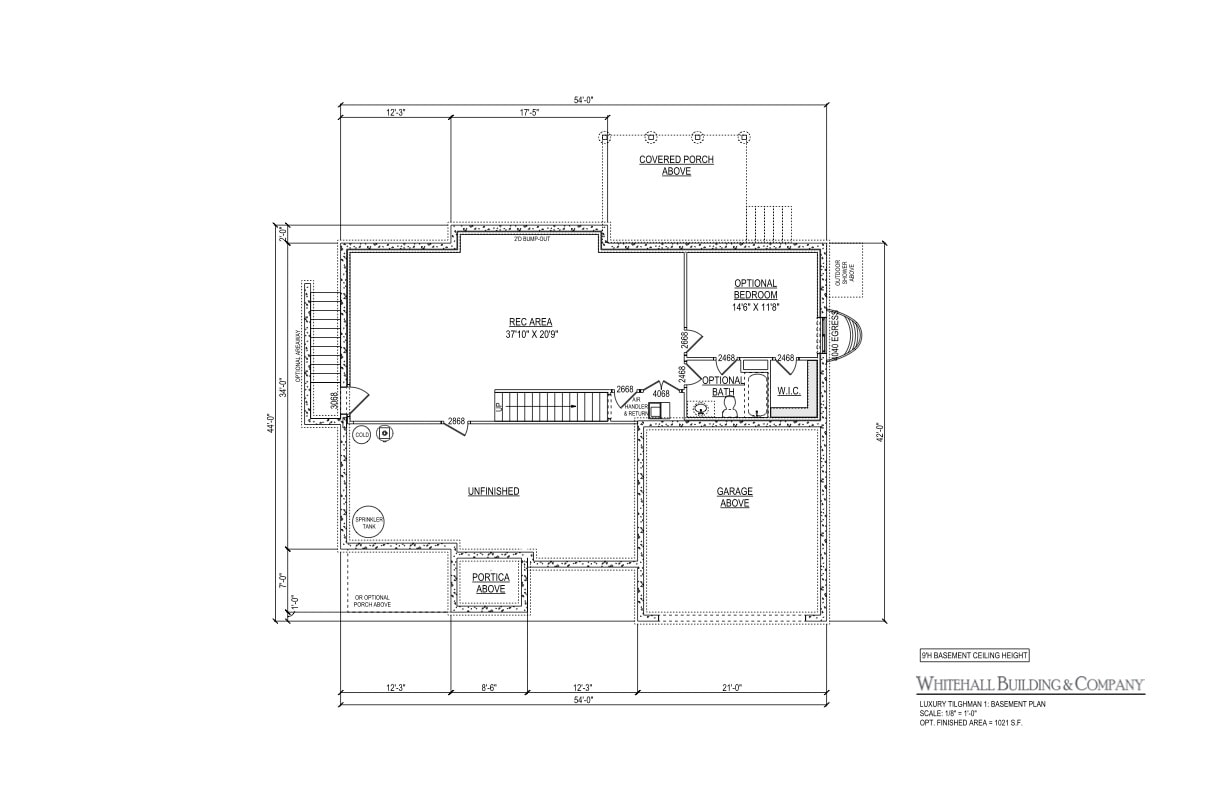 Basement plan for Luxury Tilghman I