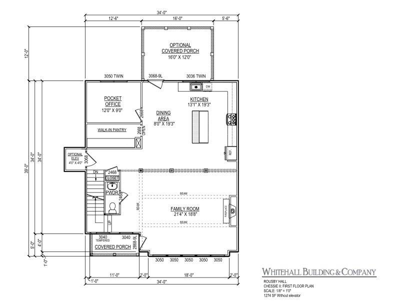 Main level floor plan for Rousby Hall home in Lusby, Maryland (Chessie II model)