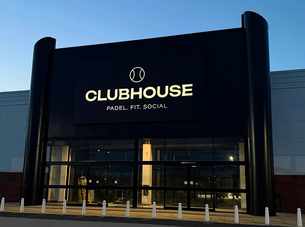 Exterior of Clubhouse UK, padel and fitness facility in Blackburn.