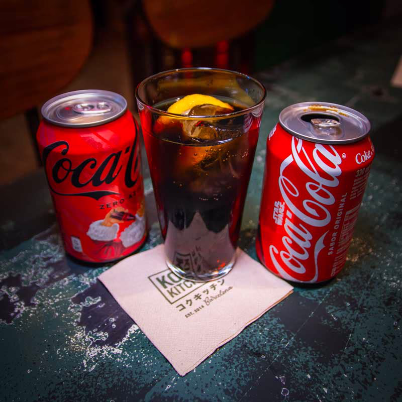 Glass of Coca-Cola Zero with ice, a sugar-free cola with the classic flavor