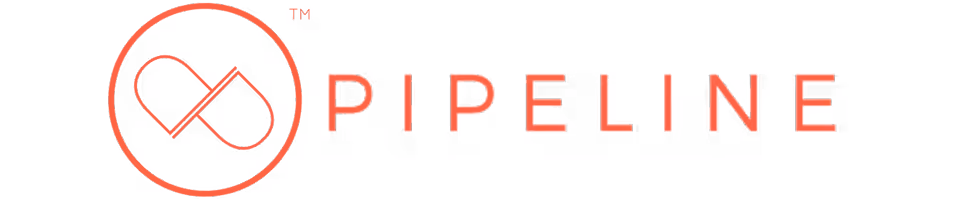 Pipeline company logo with a red circular design incorporating a checkmark and a loop symbol followed by the word 'PIPELINE' in red uppercase letters.