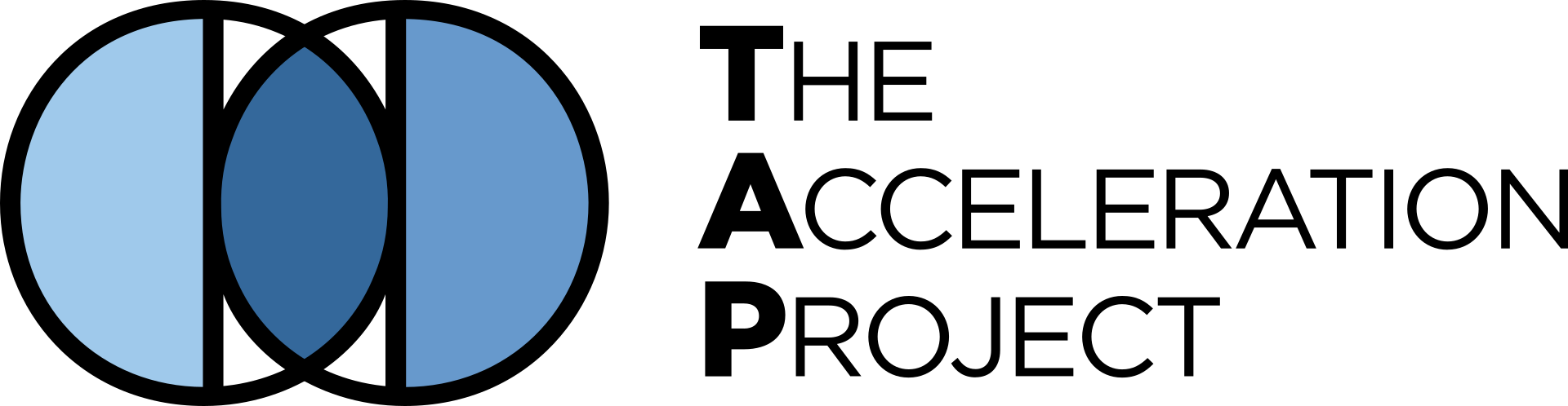 Three overlapping blue circles with varying shades, forming a symmetrical abstract design.