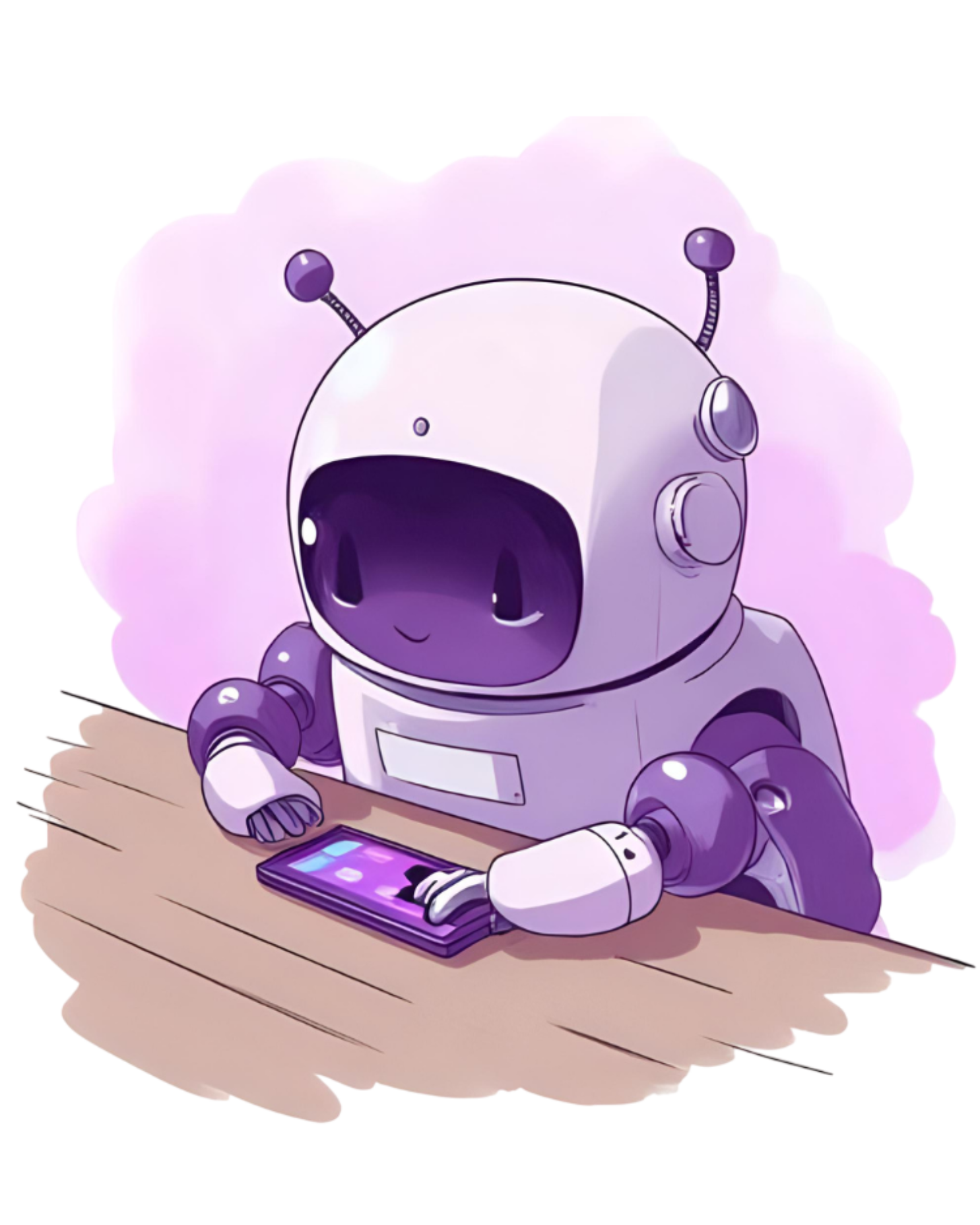 Robot playing a game on a mobile device