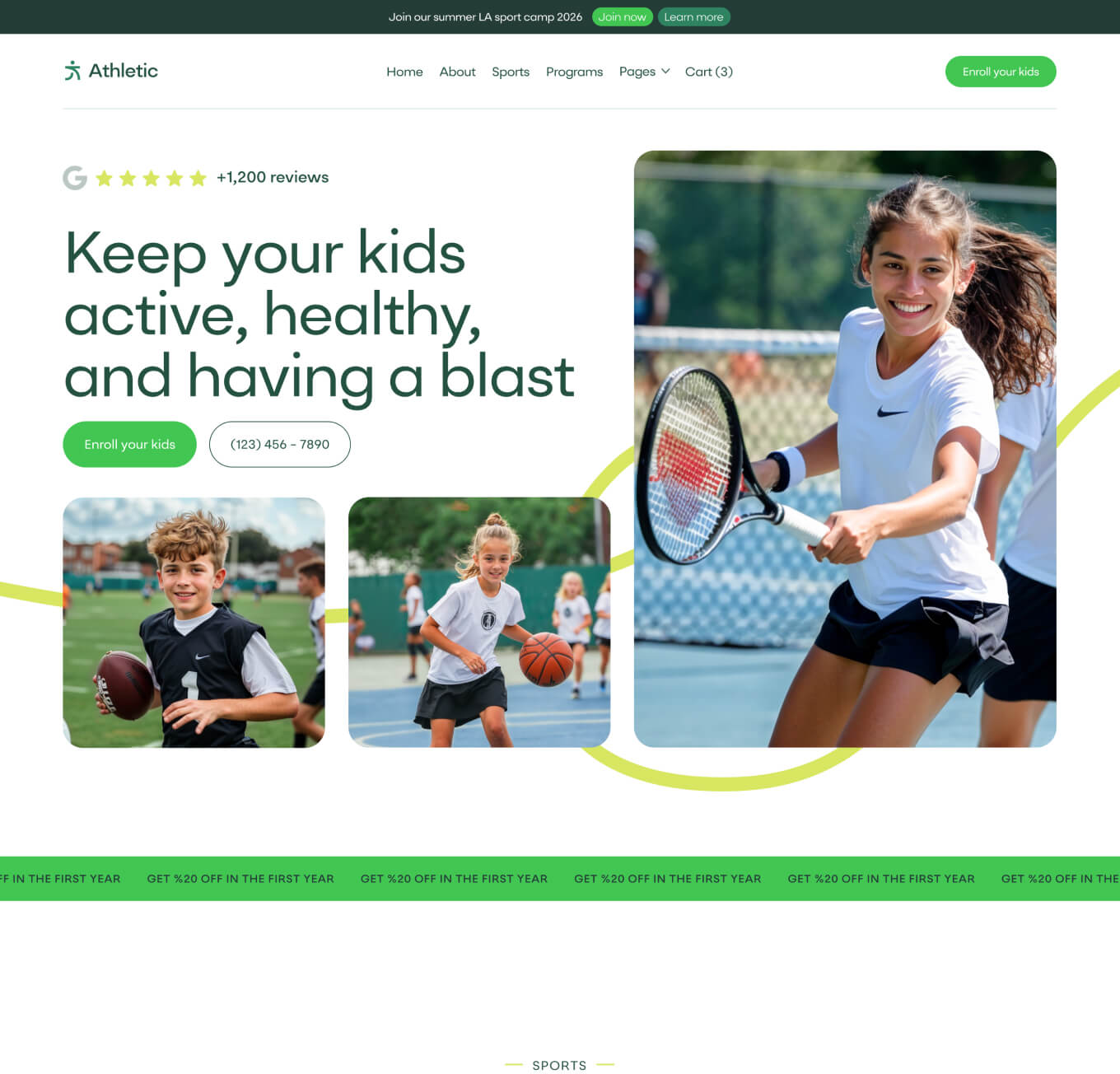 Athletic - Home V2 Page - Sports Academy Webflow Template