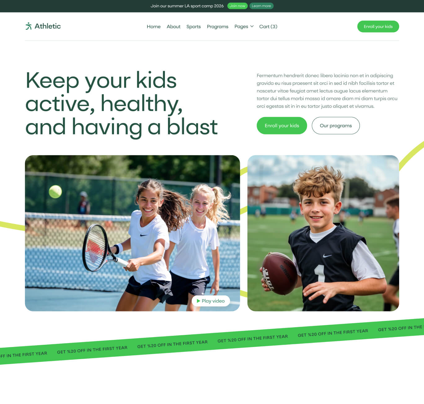 Athletic - Home V1 Page - Sports Academy Webflow Template