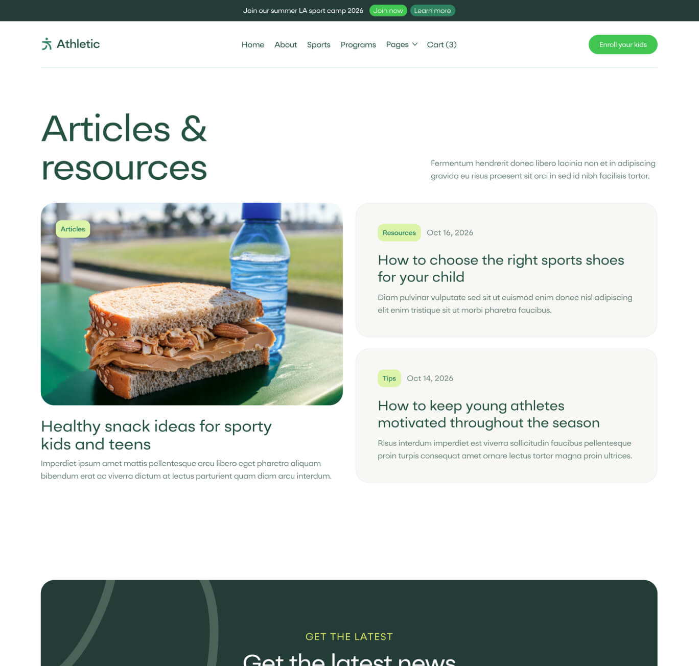 Athletic - Blog V3 Page - Sports Academy Webflow Template