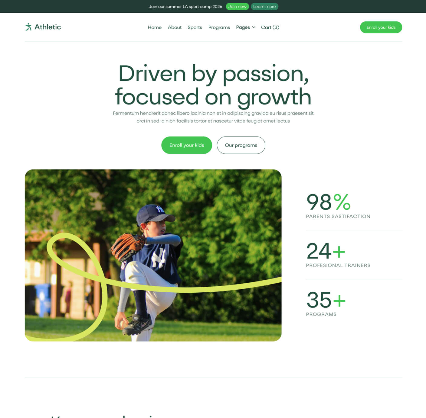 Athletic - About Page - Sports Academy Webflow Template
