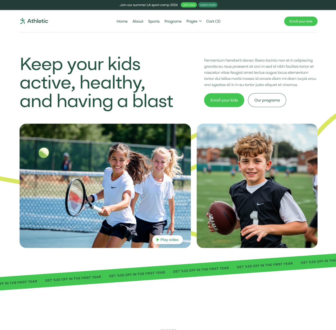 Athletic - Home V1 Page - Sports Academy Webflow Template