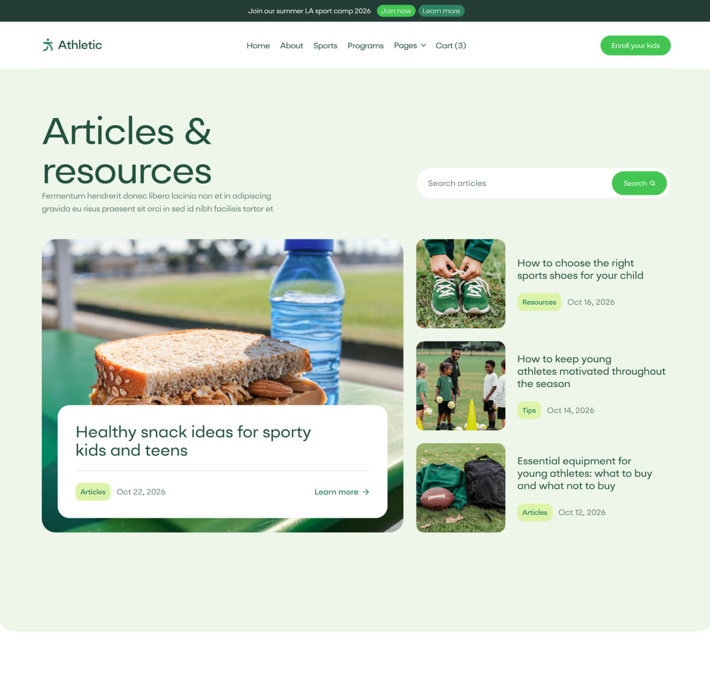Athletic - Blog V1 Page - Sports Academy Webflow Template