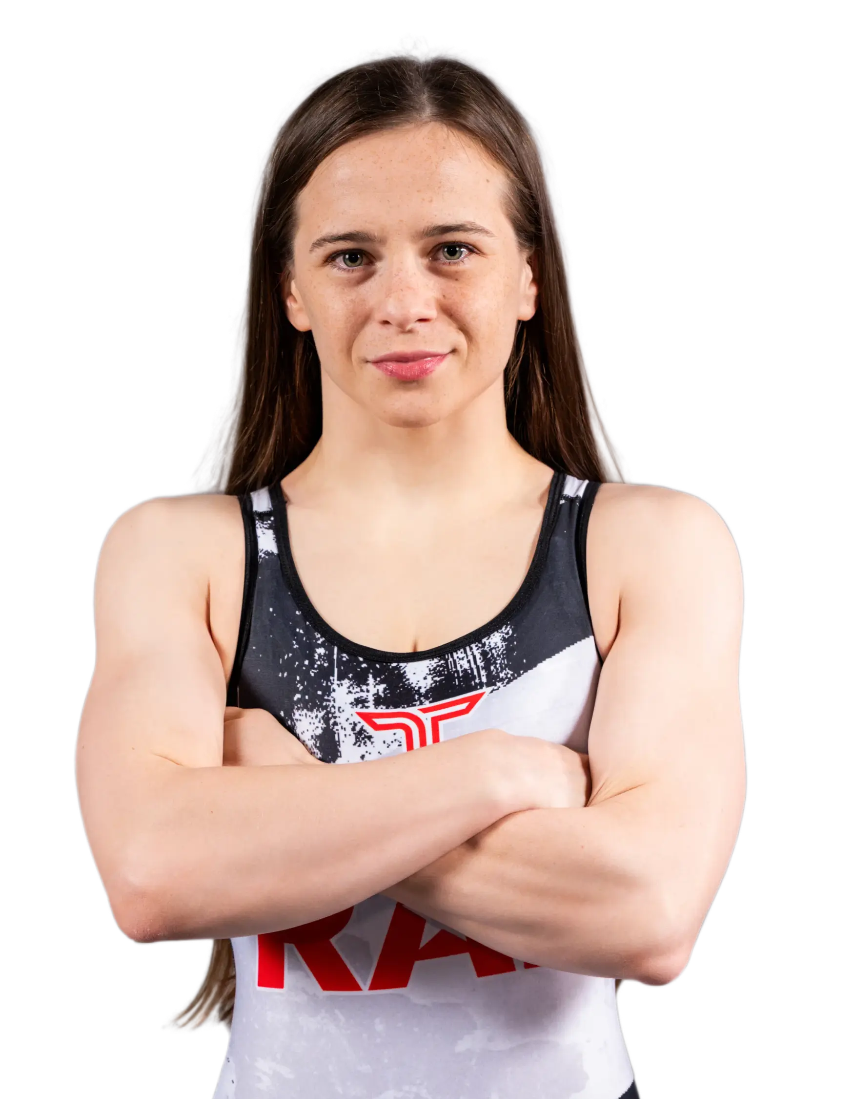 Upper-body portrait of Anhelina Lysak, RAF athlete.