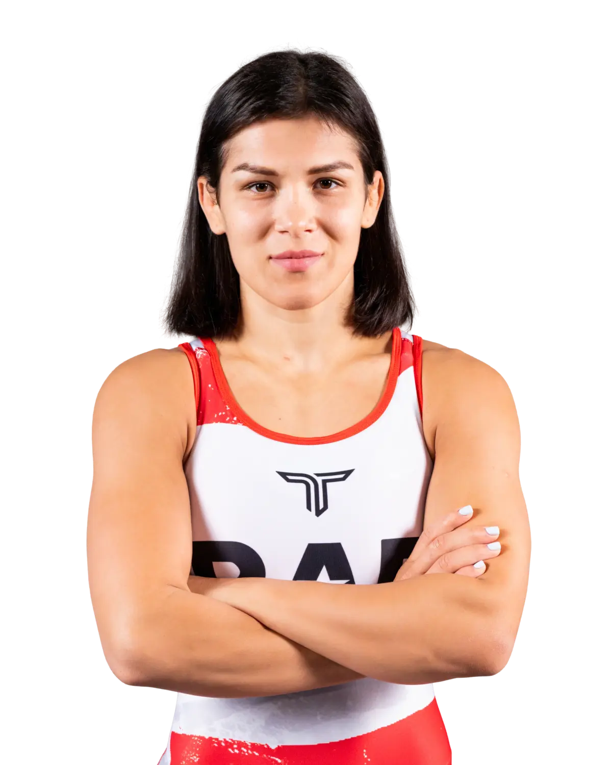Upper-body portrait of Anastasia Nichita, RAF athlete.