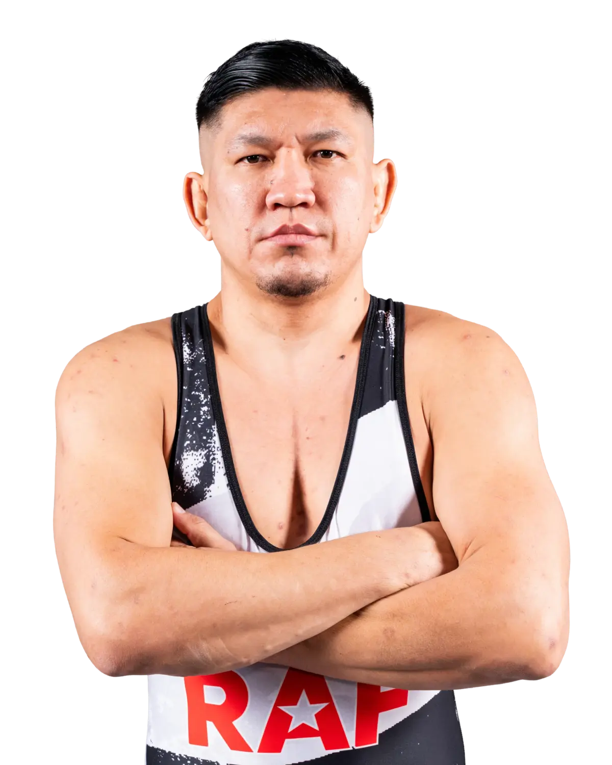 Upper-body portrait of Khamitov, RAF athlete.