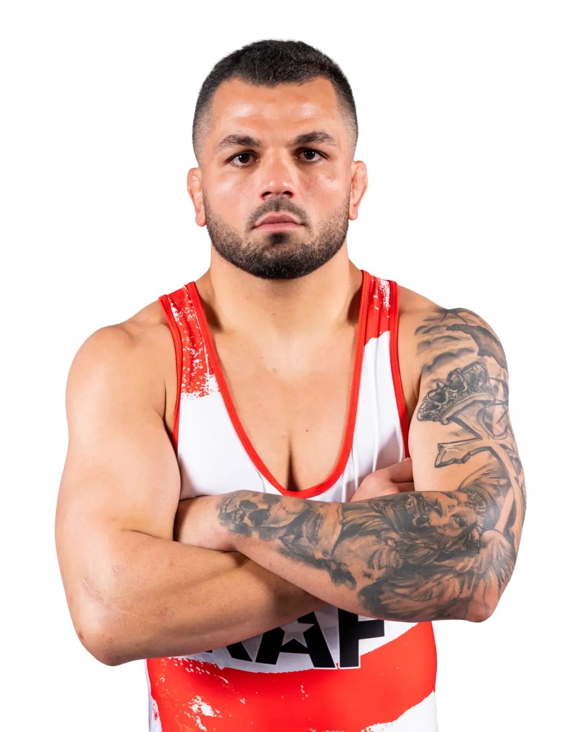 Upper-body portrait of Givi Matcharashvili, RAF athlete.