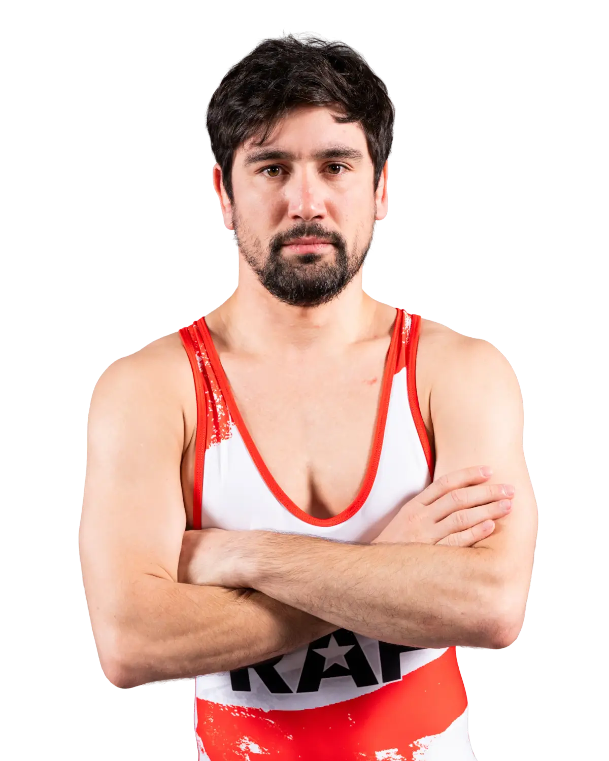 Upper-body portrait of Vladimer Khinchegashvili, RAF athlete.