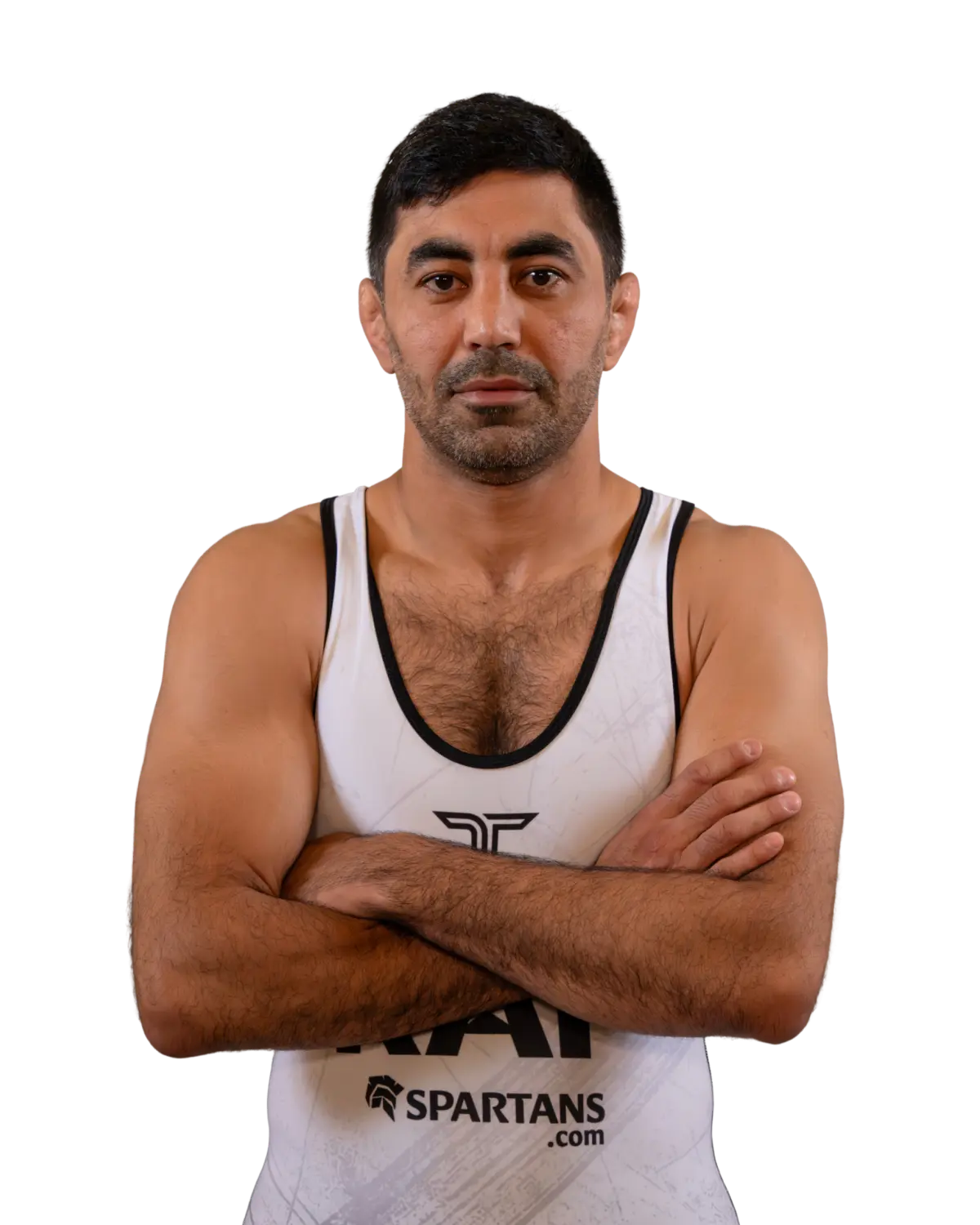 Upper-body portrait of Bekzod Abdurakhmonov, RAF athlete.