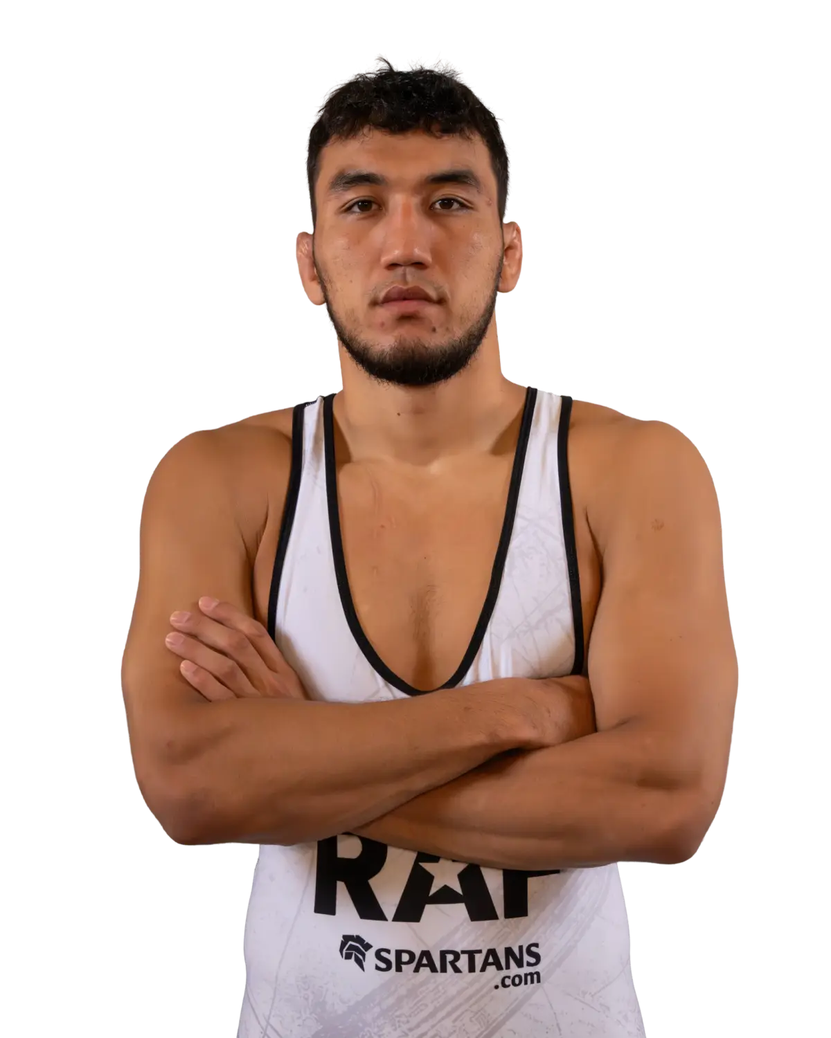 Upper-body portrait of Rizabek Aitmukhan, RAF athlete.
