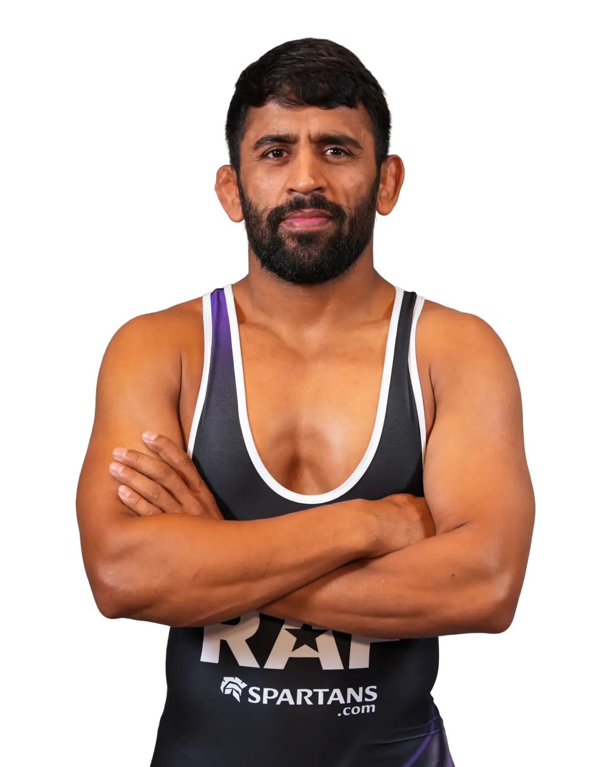 Upper-body portrait of Bajrang Punia, RAF athlete.